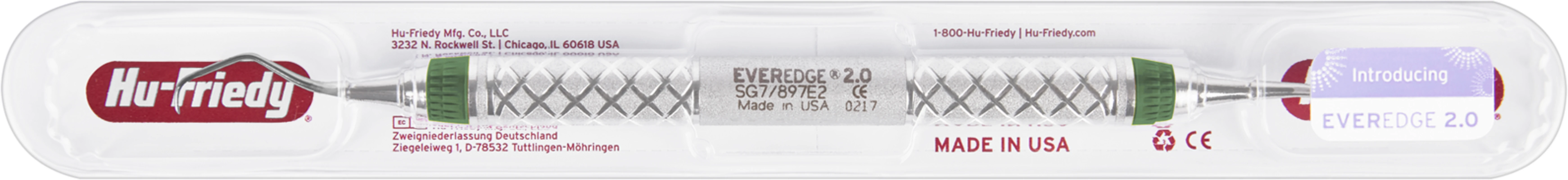 Küretten Gracey Standard EverEdge™ 2.0 Stück Figur 7/8, Griff #9, grün