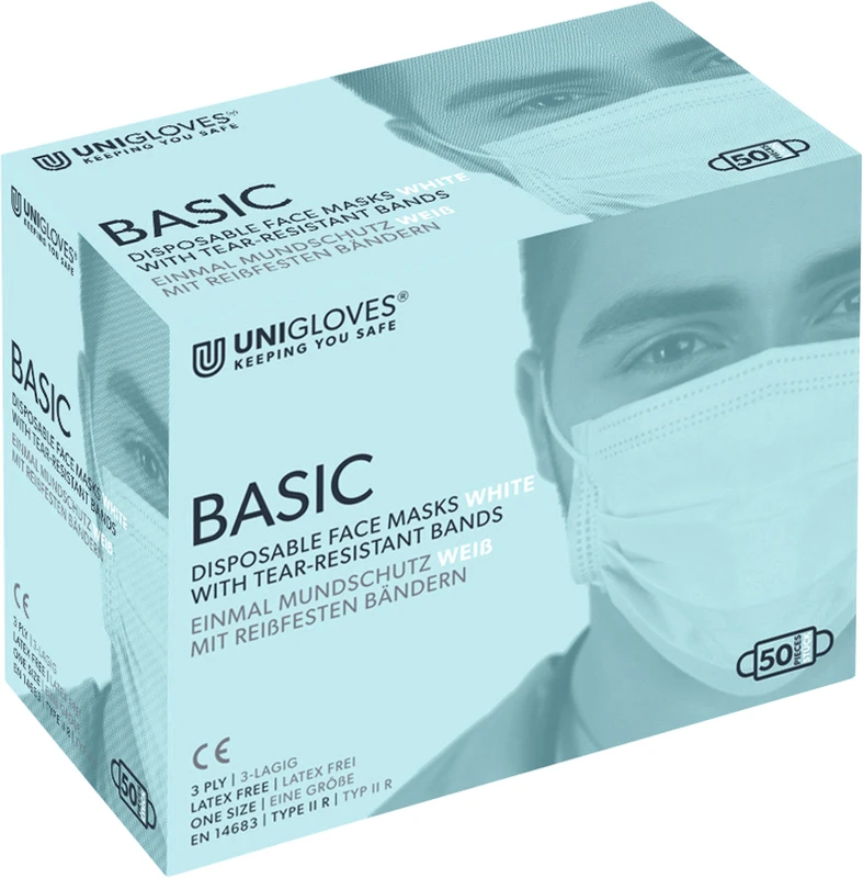 BASIC OP-Mundschutz Spenderbox 50 Stück weiß