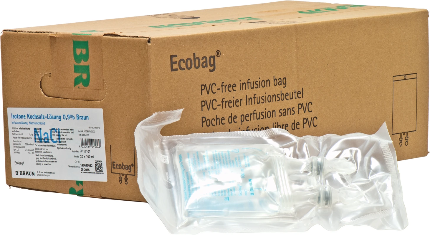 Kochsalzinfusionslösung 0,9% Karton 20 x 100 ml Infusionsbeutel