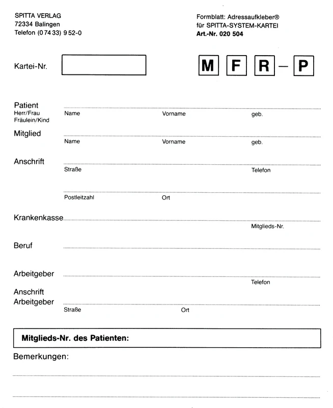Anschriftenblatt für DIN A5-Karteikarte Stück 50 Blatt weiß
