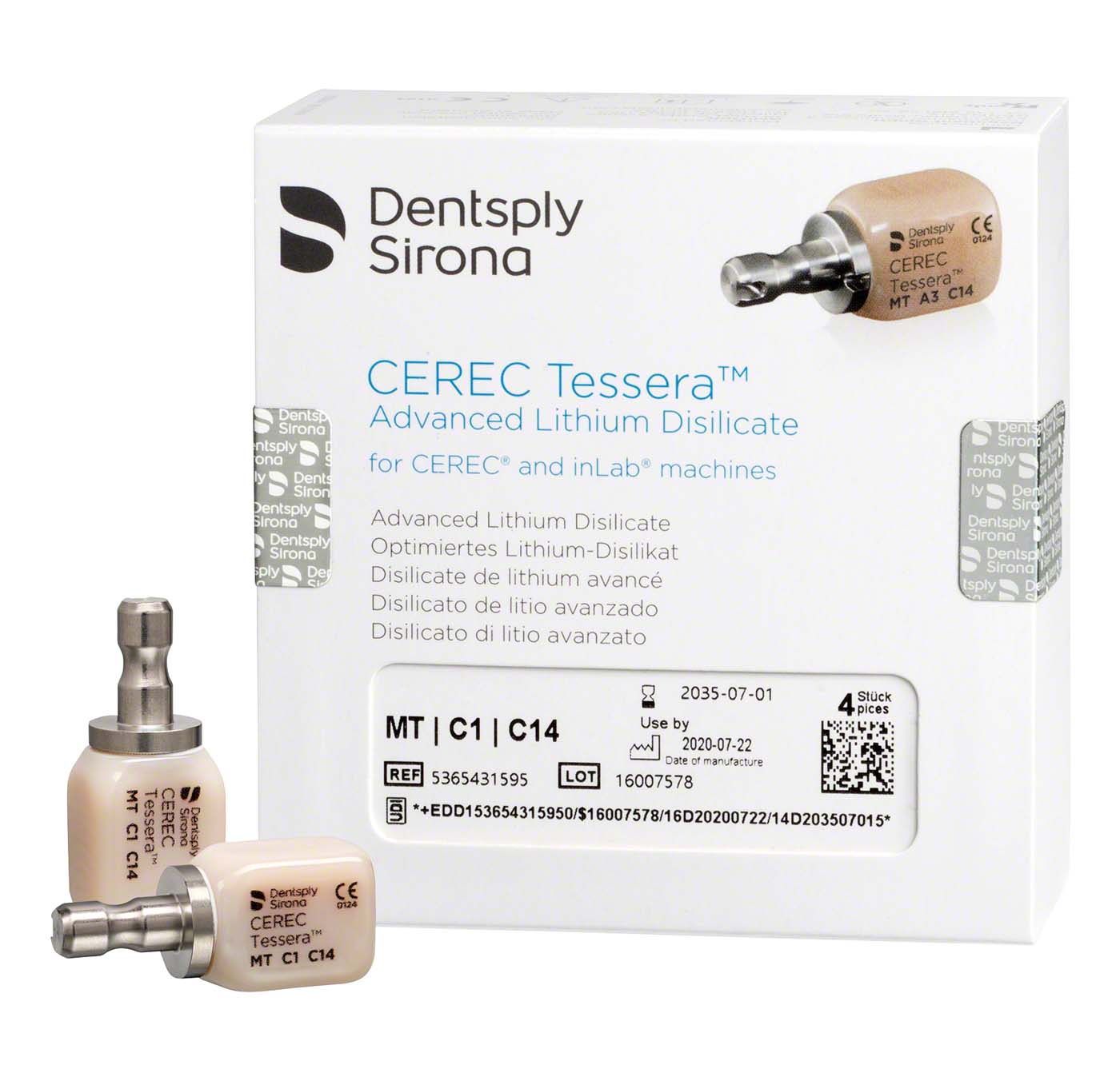 CEREC Tessera™ Nachfüllpackung 4 Stück Größe C14, C1 MT CEREC Tessera™ Dentsply Sirona