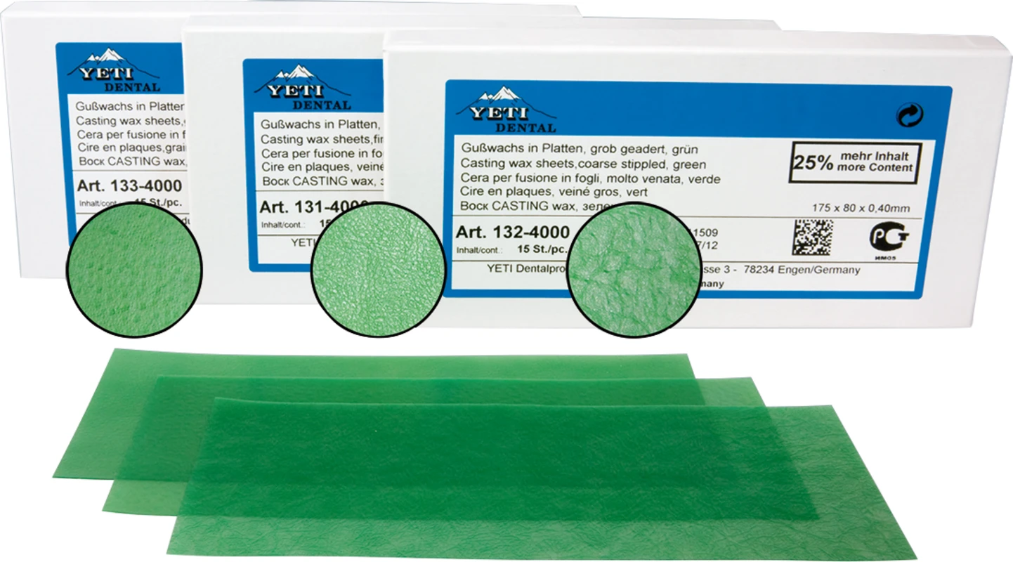 Strukturiertes Gusswachs Packung 15 Stück grob geadert, 0,4 mm