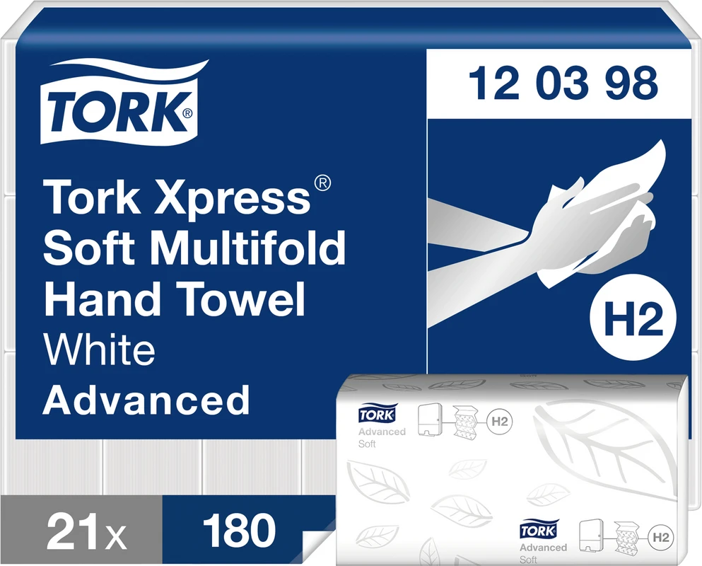 TORK® Xpress® Multifold (Interfold) Handtücher H2 System Karton 21 x 180 Stück 2-lagig, weiß