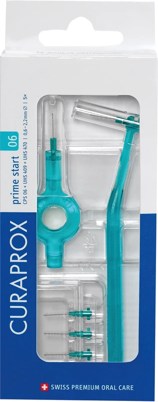 CURAPROX CPS prime start Packung 5 Bürsten 06 türkis, Ø 2,2 mm, 2 Halter (UHS 409, UHS 470)