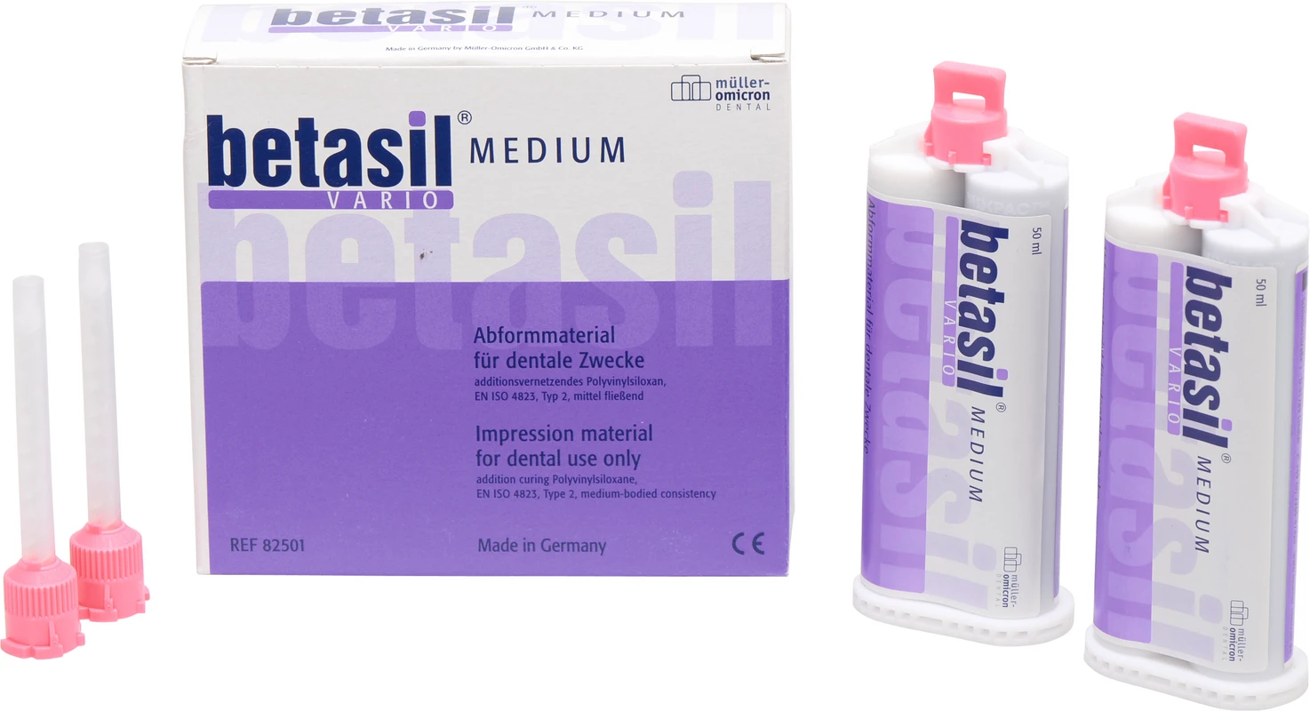 betasil® VARIO MEDIUM Packung 2 x 50 ml Kartusche, 12 Mixing Tips rosa