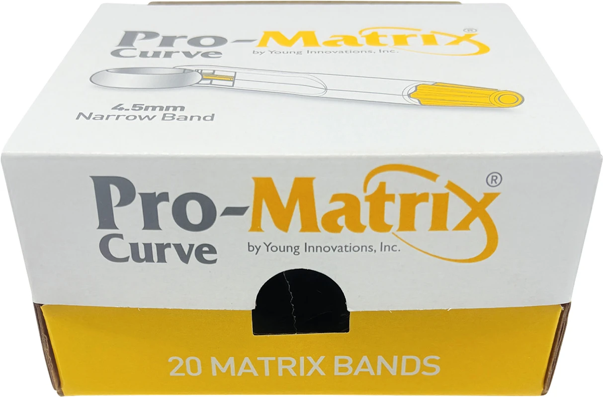Pro-Matrix® Matrizenband Packung 20 Stück gebogen schmal, 4,5 mm, gelb