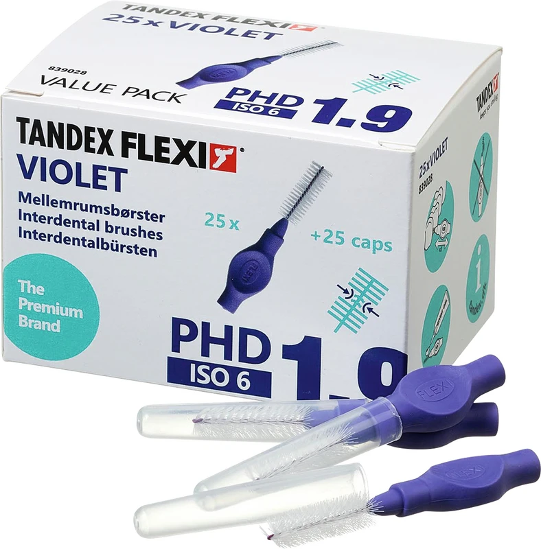FLEXI® Interdentalbürsten PHD Value Pack 25 Stück violet, PHD 1.9 (Ø 1,2 mm), ISO 6