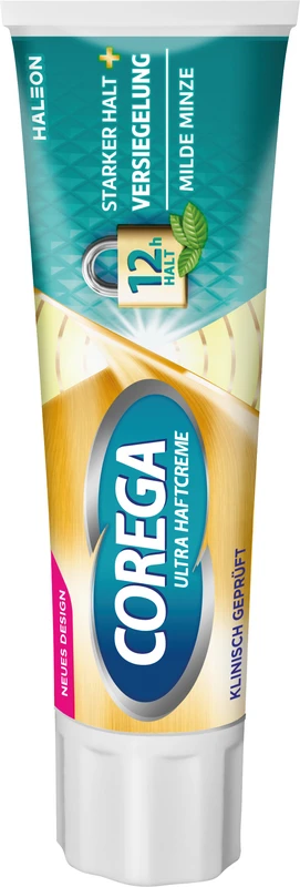 Corega Ultra Haftcreme Tube 40 g Starker Halt + Versiegelung, milder Minzgeschmack
