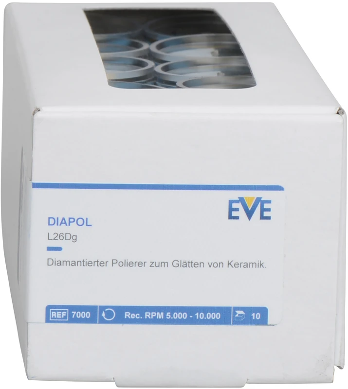 EVE DIAPOL® Packung 10 Stück blau grob, HP, Figur Linse, 26 x 2 mm