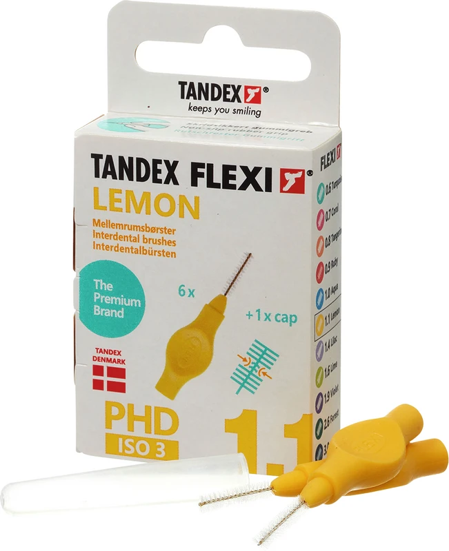 FLEXI® Interdentalbürsten PHD Packung 6 Stück lemon, PHD 1.1 (Ø 0,7 mm), ISO 3