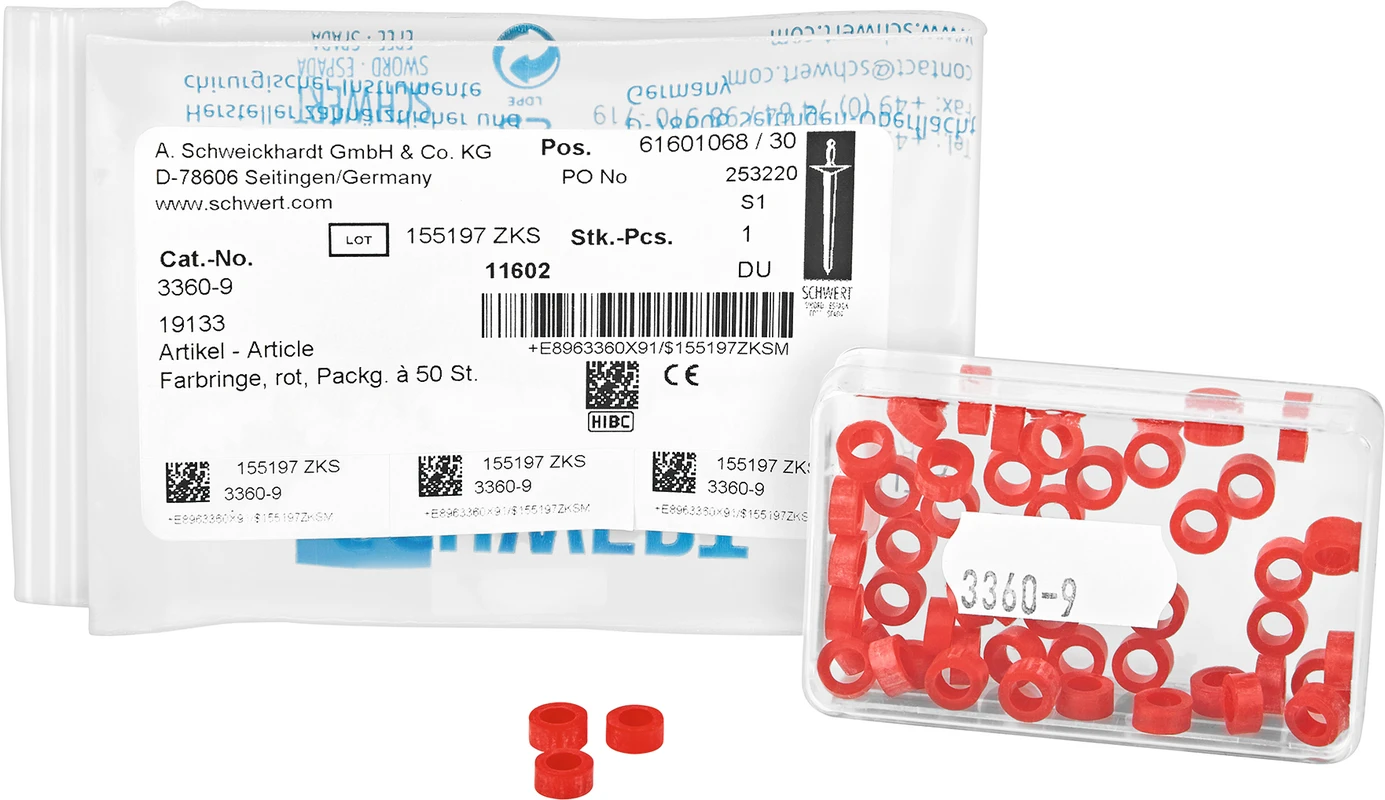 Farbringe Packung 50 Stück rot