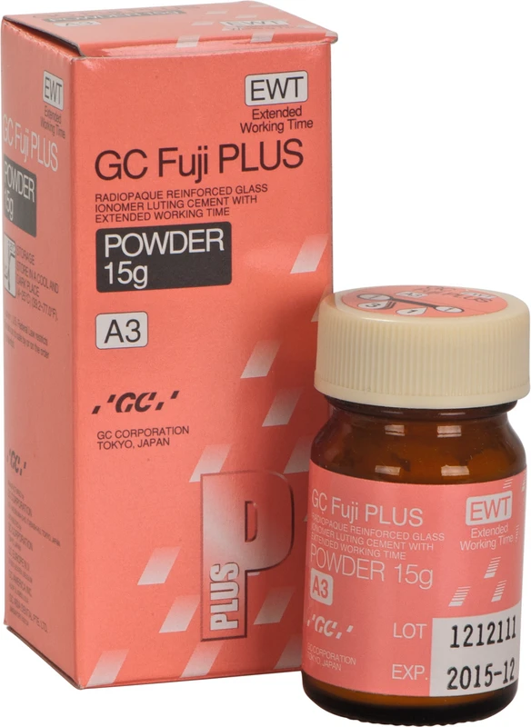 GC Fuji PLUS (EWT) Packung 15 g Pulver A3 DC Dowel-Pins DC Dental Central