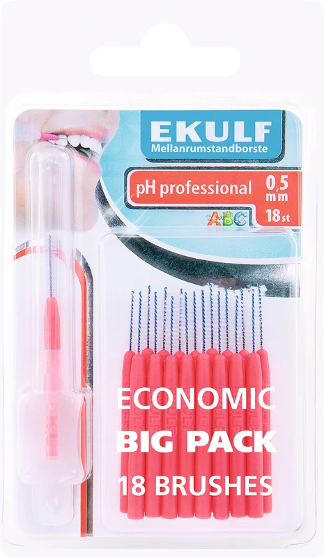 EKULF Interdentalbürsten ph professional Packung 18 Stück rot, Ø 0,5 mm