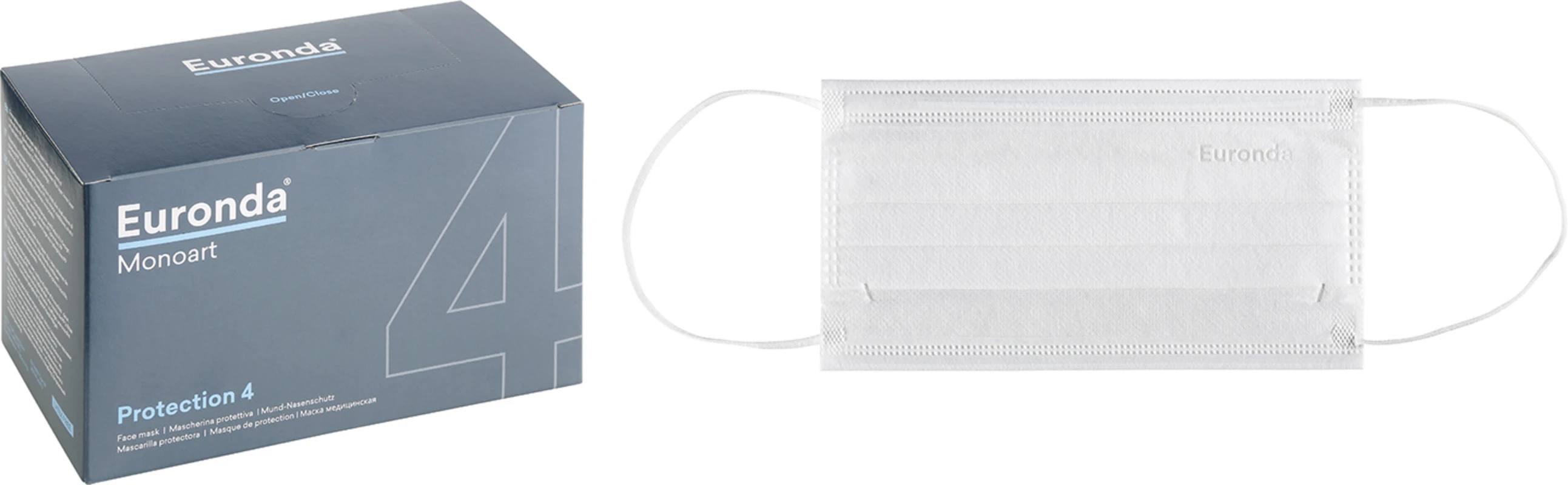 Monoart® Mundschutz Pro 4 Perfect Fit Box 50 Stück mit Gummizug, weiß