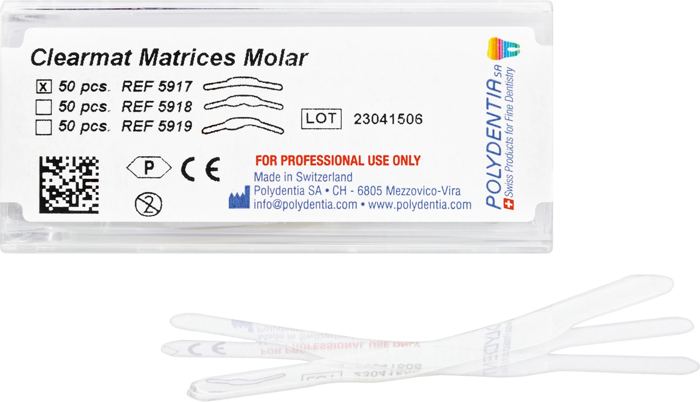 Clearmat Matrizen Packung 50 Stück Höhe 4,5 / 6,3 mm, Stärke 0,075 mm, Molar, MOD