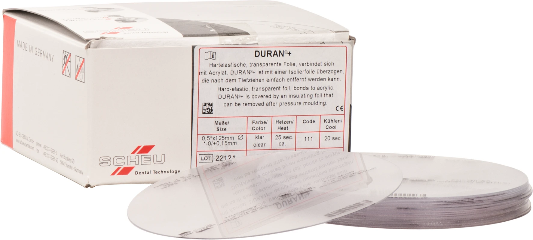 DURAN®+ Packung 100 Stück Ø 125 mm, Stärke 0,5 mm