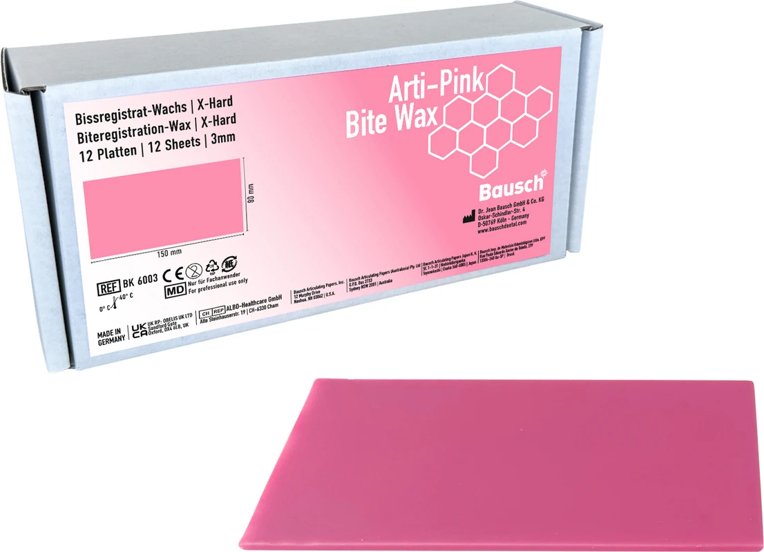 Arti-Pink Bite Wax Packung 12 Stück, 150 x 80 x 3 mm, rosa