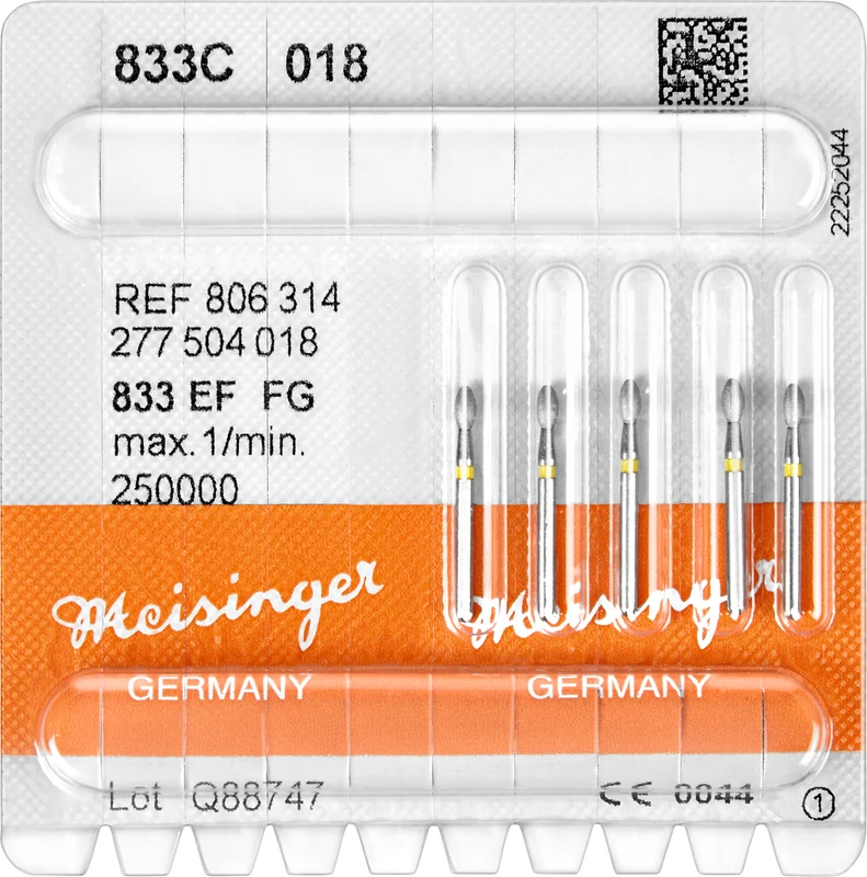 Diamanten 833 Packung 5 Stück gelb extra fein, FG, Figur 277 Ei, 3,4 mm, ISO 018