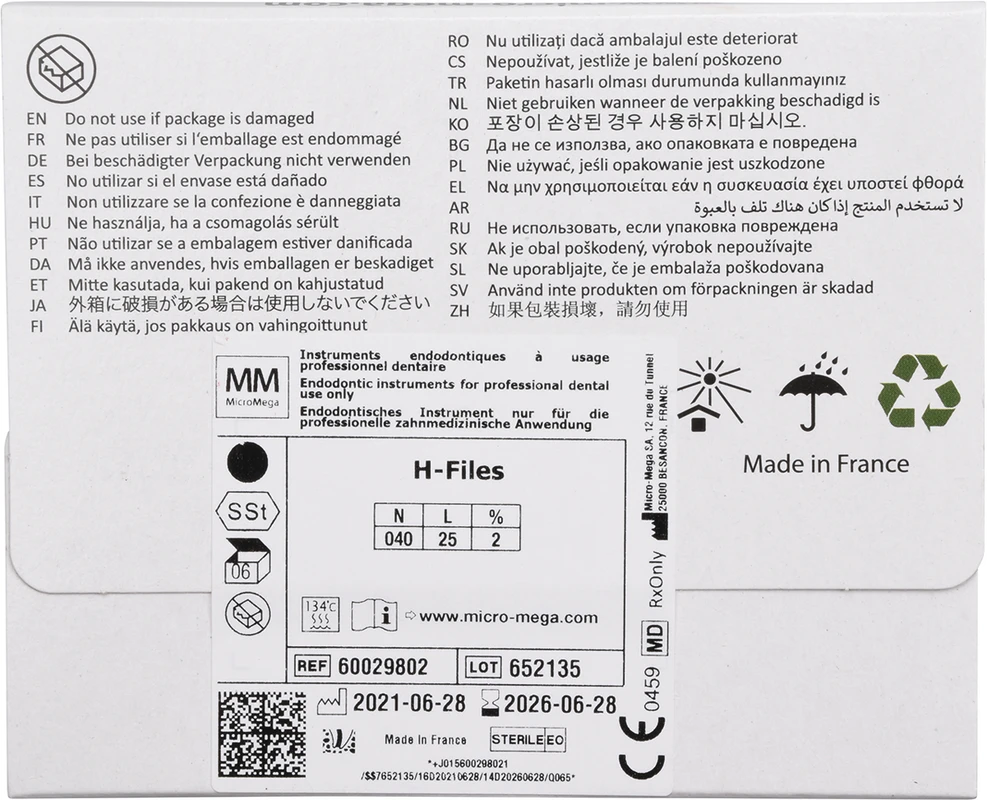 B6 H-Files Packung 6 Stück 25 mm, ISO 040