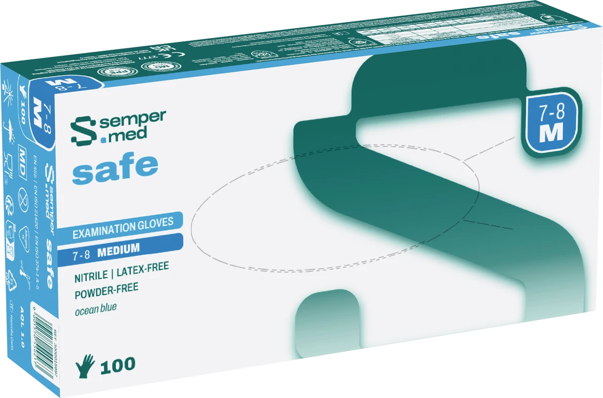sempermed® safe Packung 100 Stück puderfrei ocean blue, Größe M