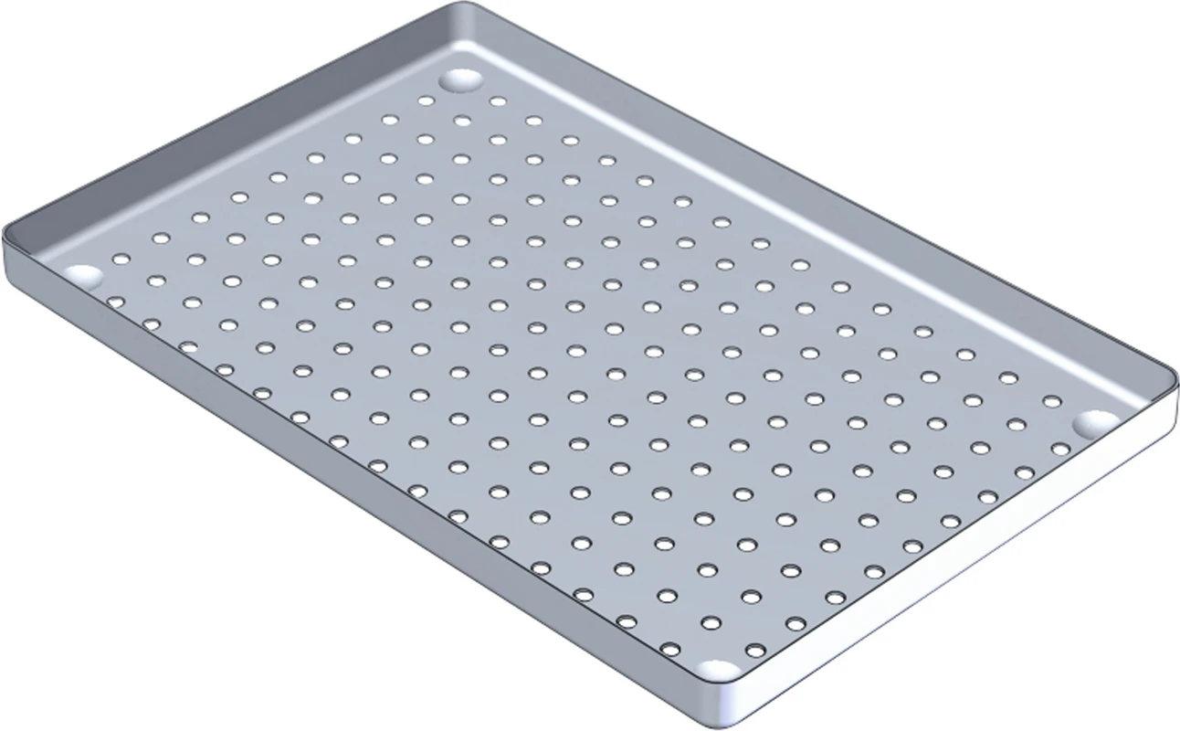 ALUMINIUM TRAY Stück Tray silber 28 x 18 cm, perforiert