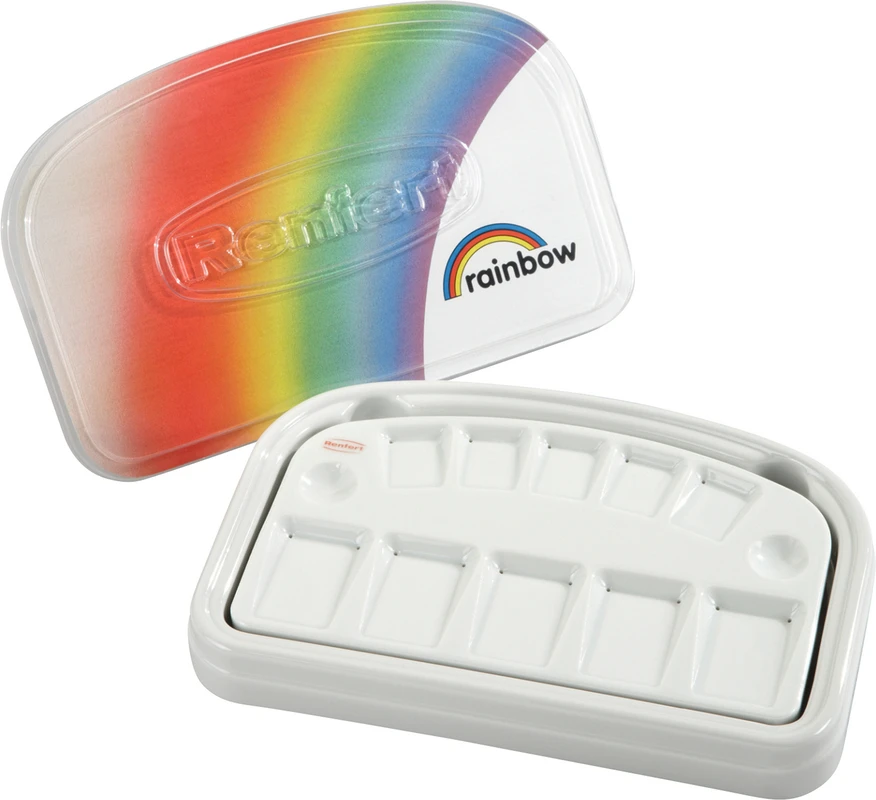 Rainbow-Anmischplatte Stück inklusive Deckel und Kunststoffschale, 183 x 105 mm