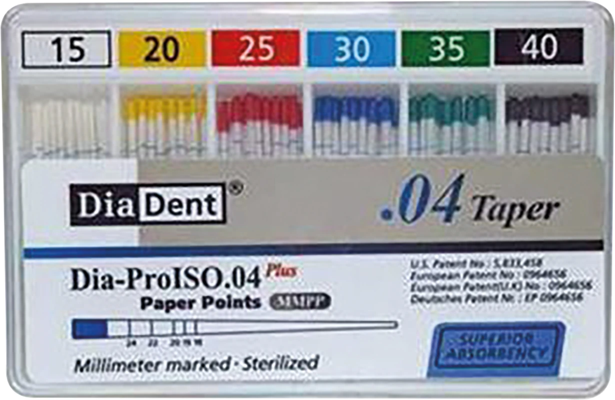 DiaDent® Dia-Pro Paper Points Packung 100 Stück Taper.04, ISO 015-040