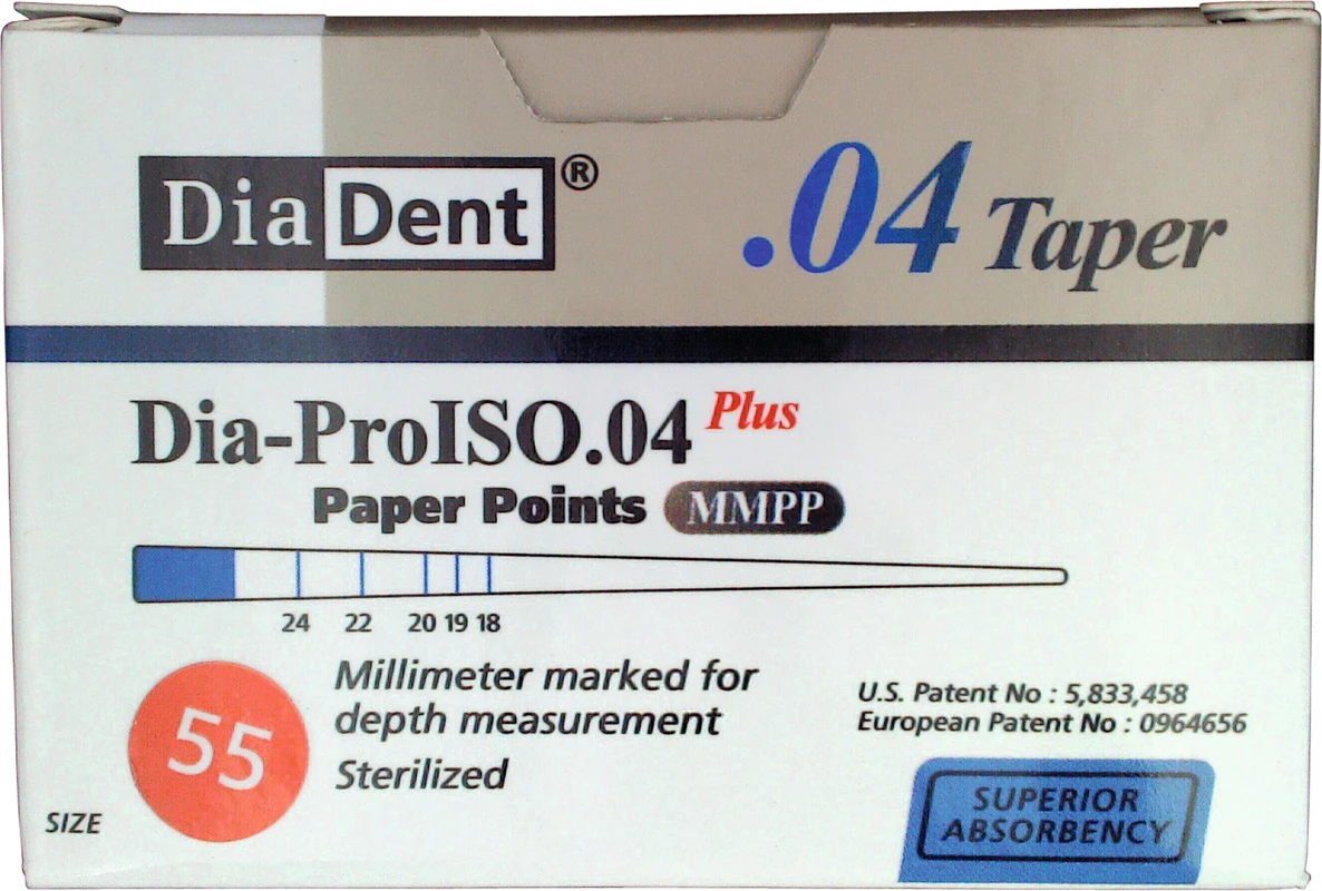 DiaDent® Dia-Pro Paper Points Packung 100 Stück Taper.04, ISO 055