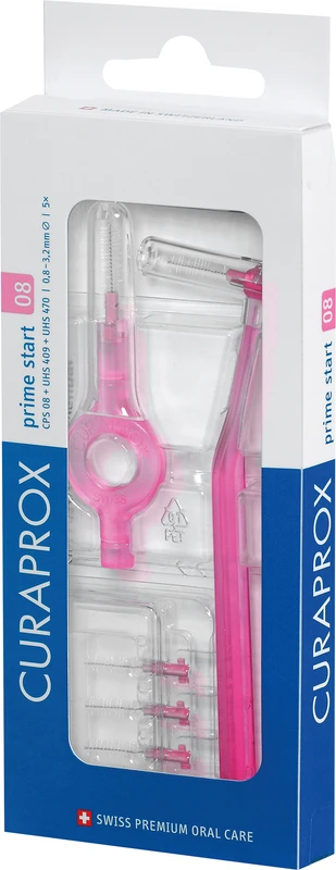 CURAPROX CPS prime start Packung 5 Bürsten 08 pink, Ø 3,2 mm, 2 Halter (UHS 409, UHS 470)