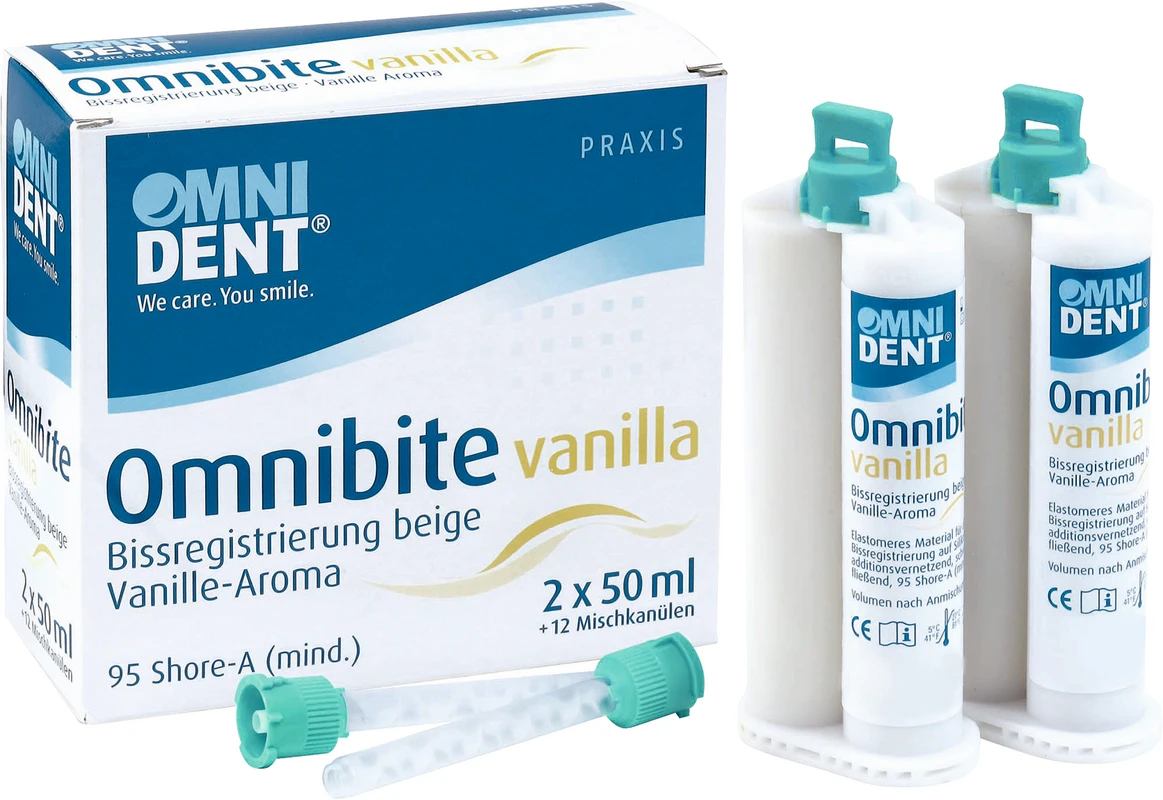 Omnibite Vanille Packung 2 x 50 ml Doppelkartusche, 12 Mischkanülen