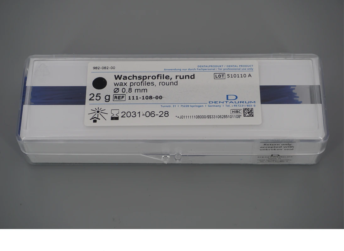 Wachsprofil Packung 25 g Stangen blau, rund, Ø 0,8 mm