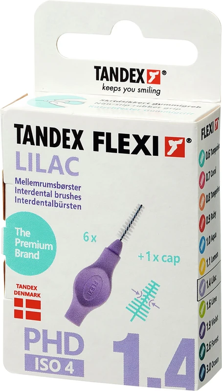 FLEXI® Interdentalbürsten PHD Packung 6 Stück lilac, PHD 1.4 (Ø 0,8 mm), ISO 4