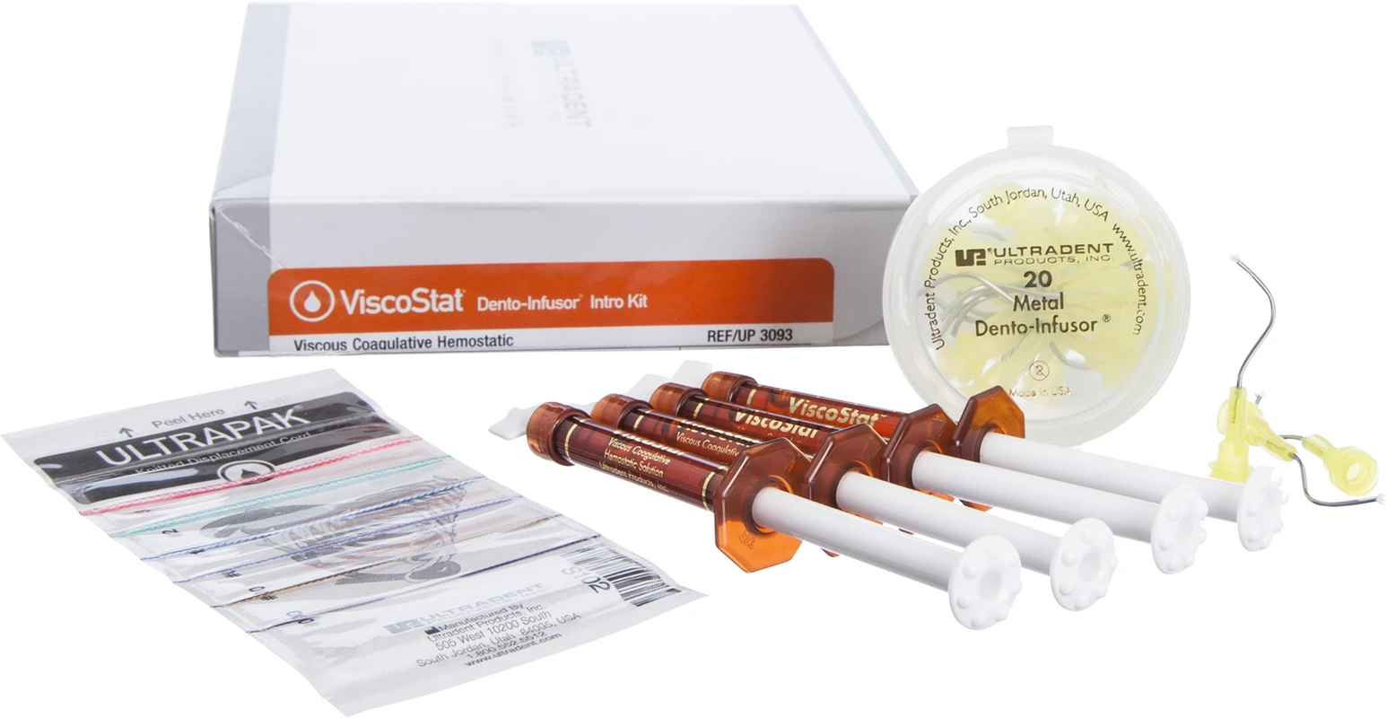 ViscoStat™ Dento-Infusor Intro Kit 4 x 1,2 ml Spritze, 20 Metal Dento-Infusor Tips