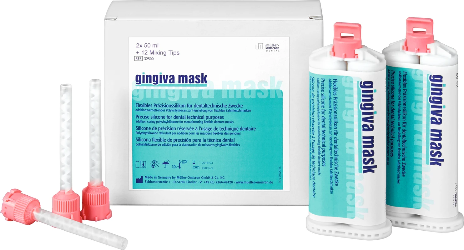 gingiva MASK Packung 2 x 50 ml Kartusche, 12 Mixing Tips gingiva MASK Müller-Omicron