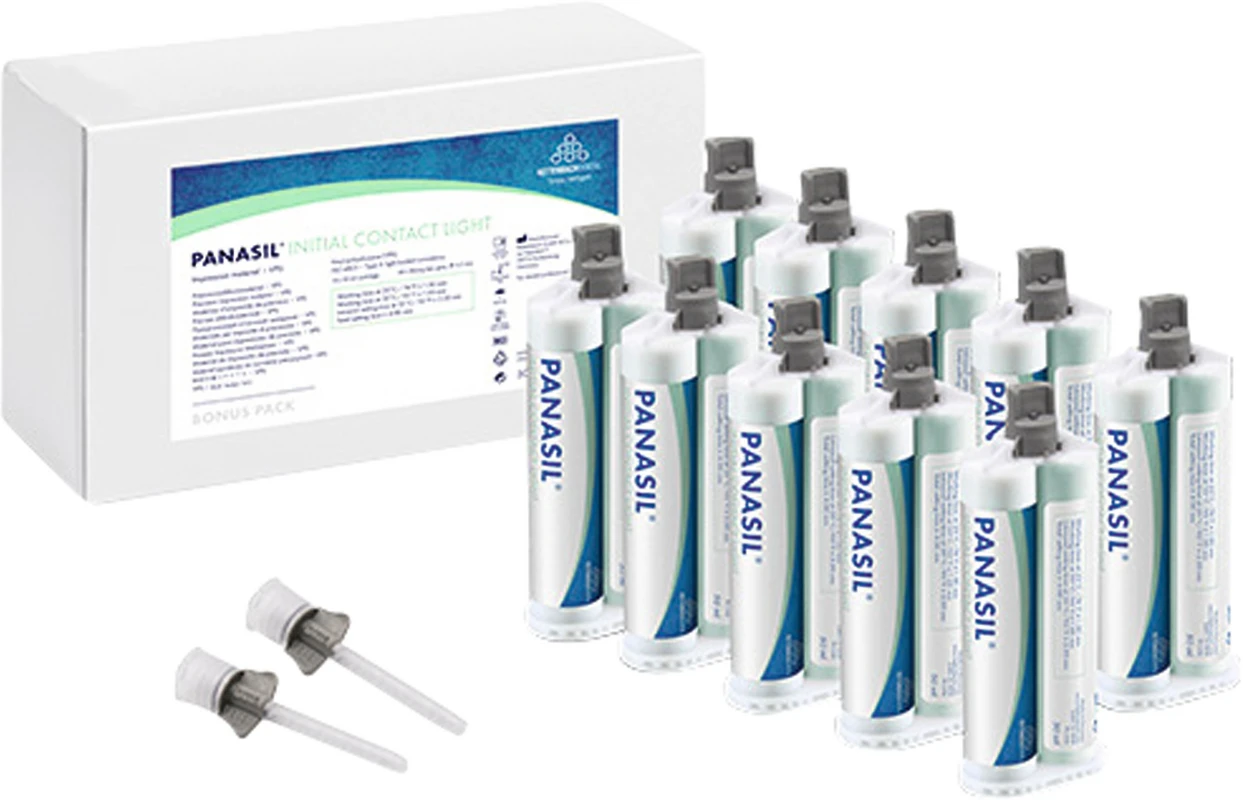Panasil® initial contact Light Packung 10 x 50 ml Doppelkartusche, 40 Mischkanülen grau
