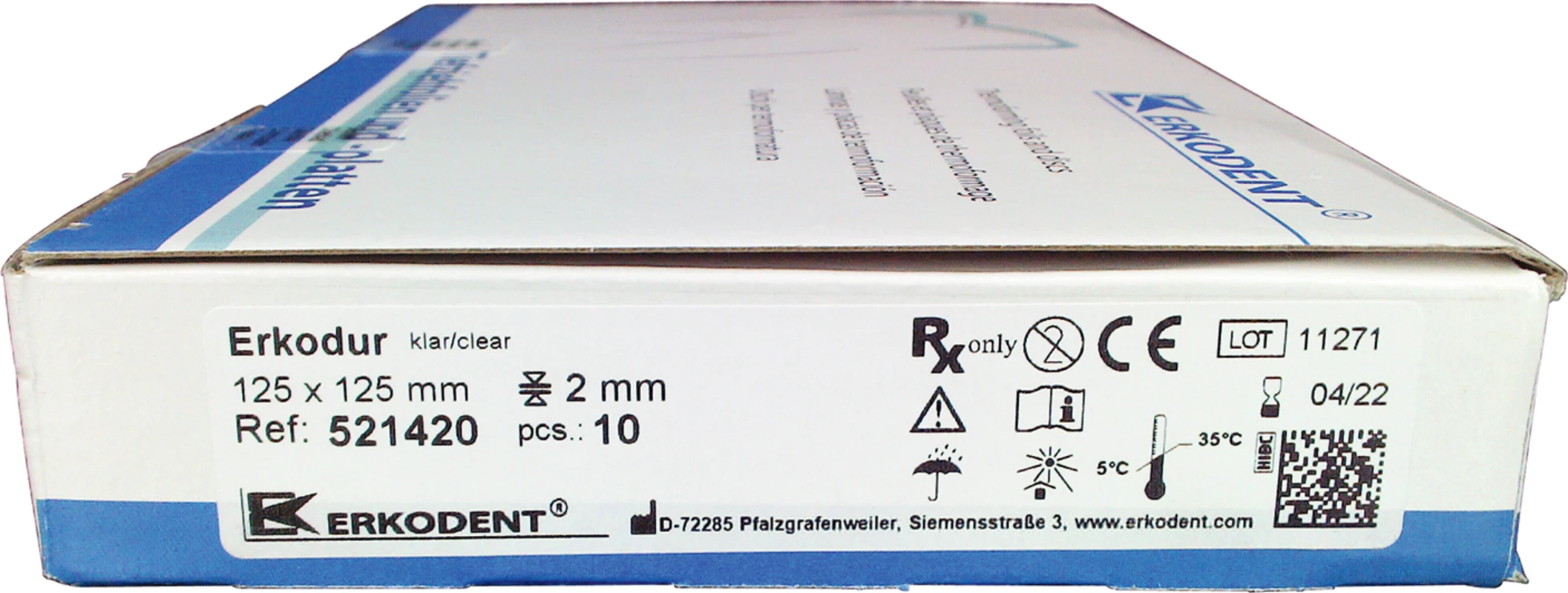 Erkodur Packung 10 Stück klar, 125 x 125 mm, Stärke 2 mm