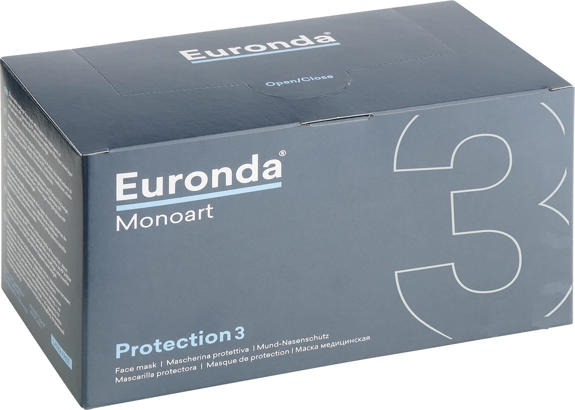 Monoart® Mundschutz Protection 3 Box 50 Stück mit Gummizug, platin