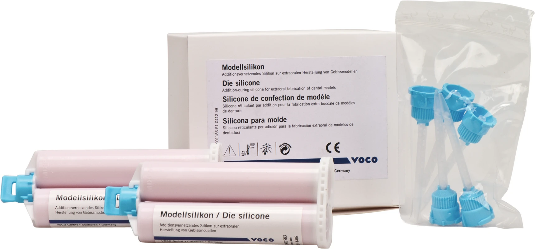 Die silicone Packung 2 × 50 ml Kartusche, Mischkanülen Typ 20 GrandioSO Inlay System VOCO
