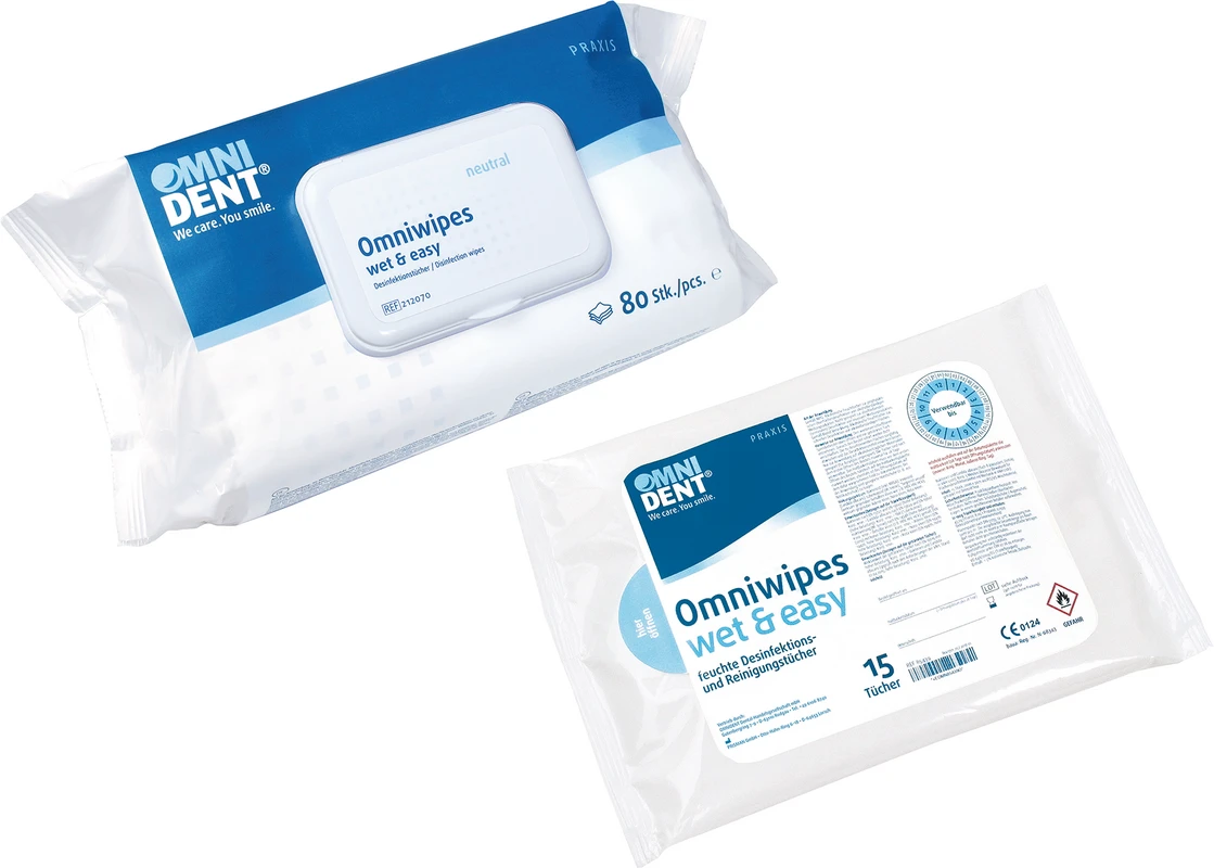 Omniwipes wet & easy Packung 80 Stück lemon, 25 x 25 cm Omniwipes wet & easy OMNIDENT