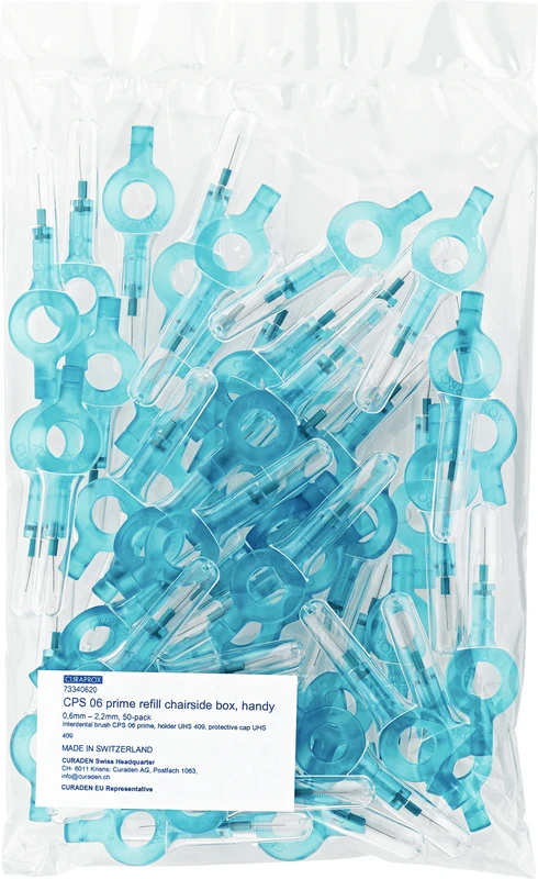 CURAPROX CPS prime handy Beutel 50 Stück 06 türkis, Ø 2,2mm, vormontiert