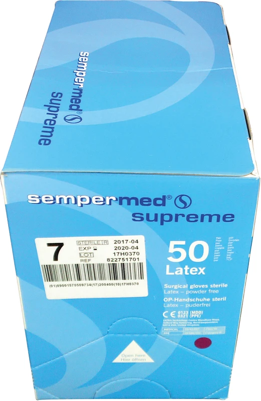 Sempermed® supreme Packung 50 Paar puderfrei, naturweiß, Größe 7