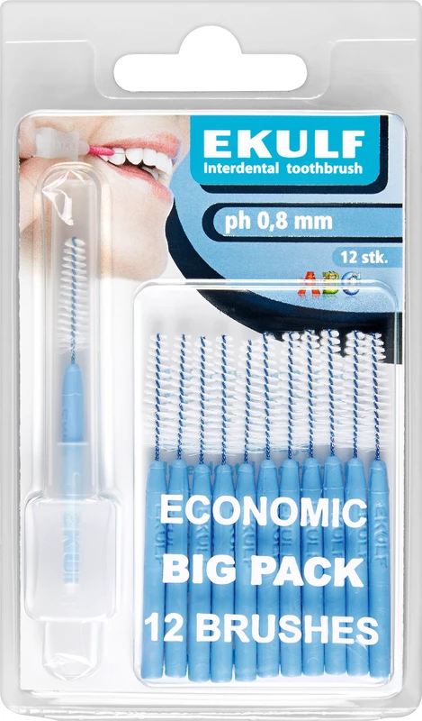 EKULF Interdentalbürsten ph Packung 12 Stück blau, Ø 0,8 mm