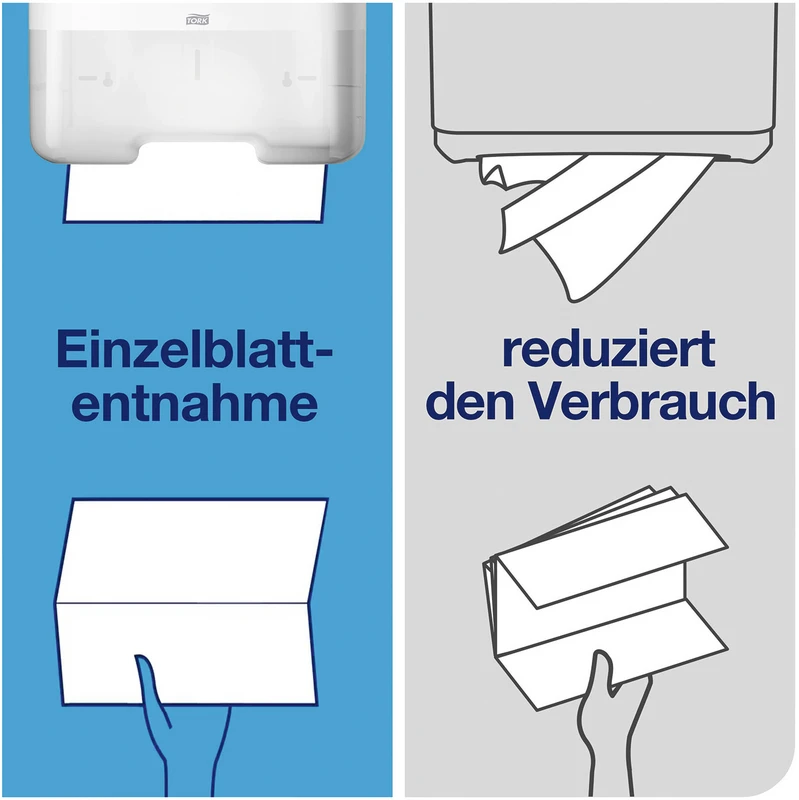 TORK® schnellauflösendes Zickzack Handtuch (V-Falz) Packung 15 x 250 Stück, 2-lagig, hochweiß, schnellauflösend