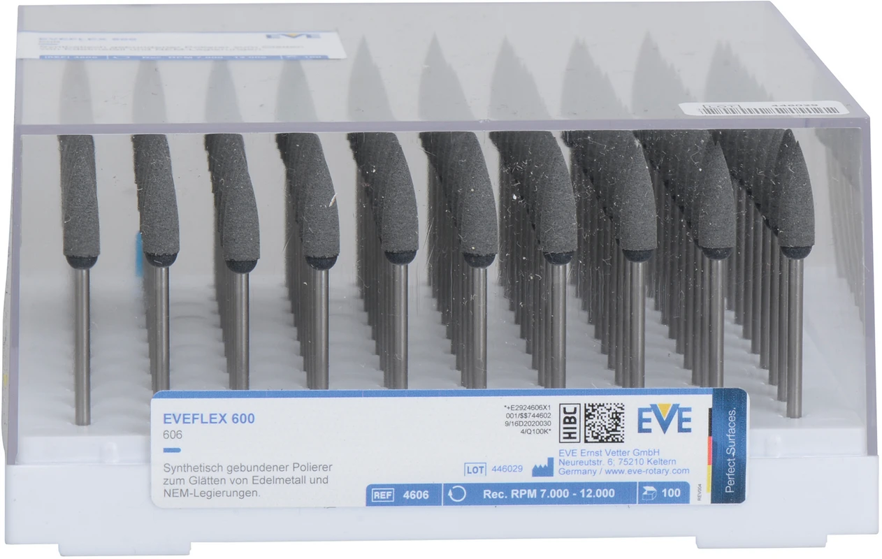 EVEFLEX Packung 100 Stück schwarz grob, HP, Figur Spitze, 5,5 x 18 mm