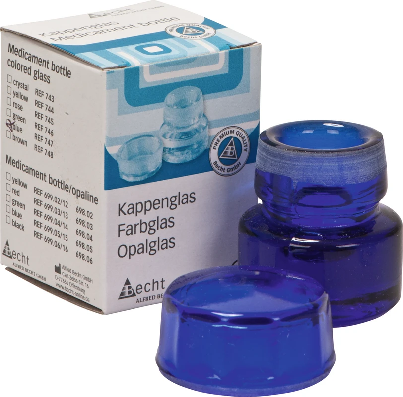 Kappengläser aus Buntglas Stück blau