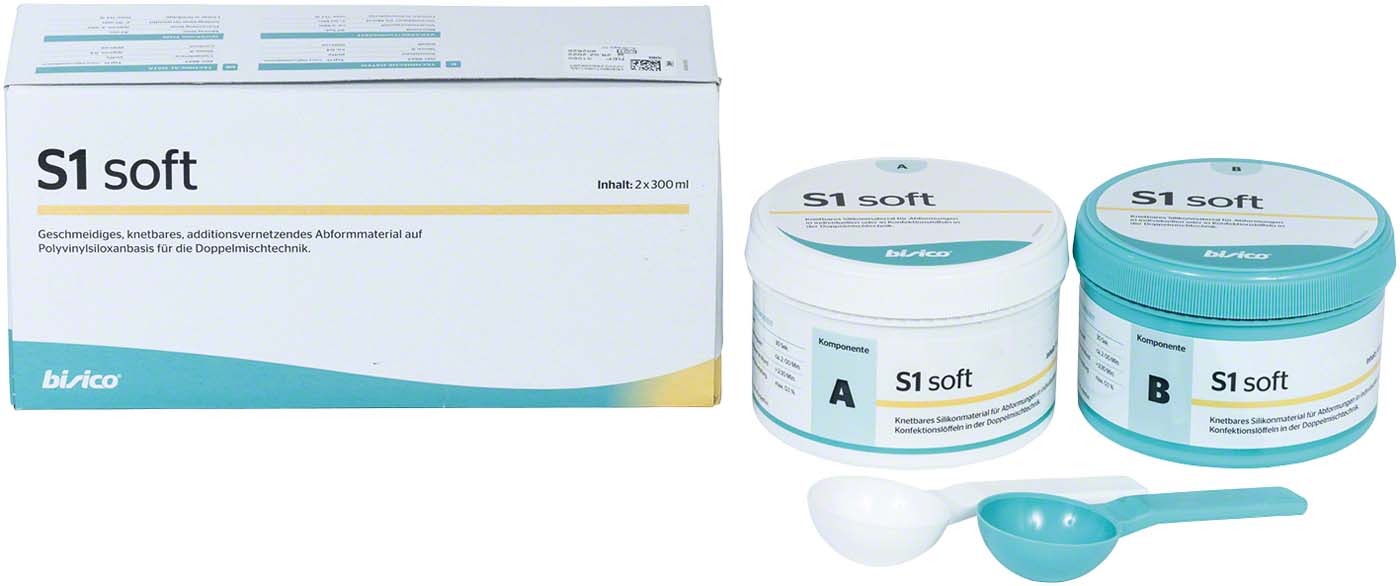 S1 soft Packung 300 ml Dose A, 300 ml Dose B, soft putty S1 soft bisico