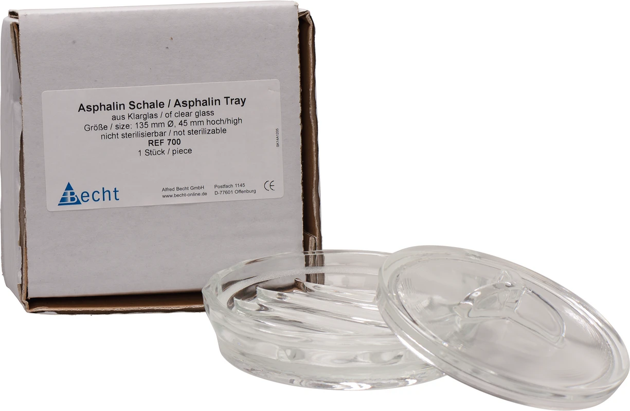 Asphalin Schalen Stück aus Klarglas, 8 Fächern, nicht autoklavierbar Asphalin Schalen Stück aus Klarglas, 8 Fächern, nicht autoklavierbar