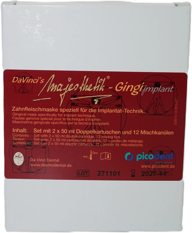 Majesthetik-Gingiimplant Set 2 x 50 ml Doppelkartusche, 12 Mischkanülen