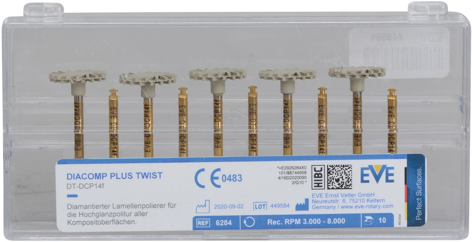 EVE DIACOMP® PLUS TWIST Packung 10 Stück grau fein, RA, Figur Twist, 14 x 1,6 mm