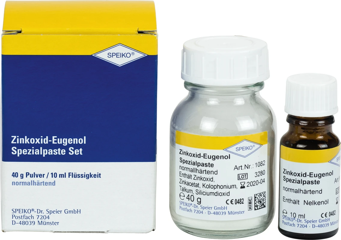 Zinkoxid-Eugenol Spezialpaste Set 40 g Pulver, 10 ml Flüssigkeit normalhärtend Zinkoxid-Eugenol Spezialpaste SPEIKO